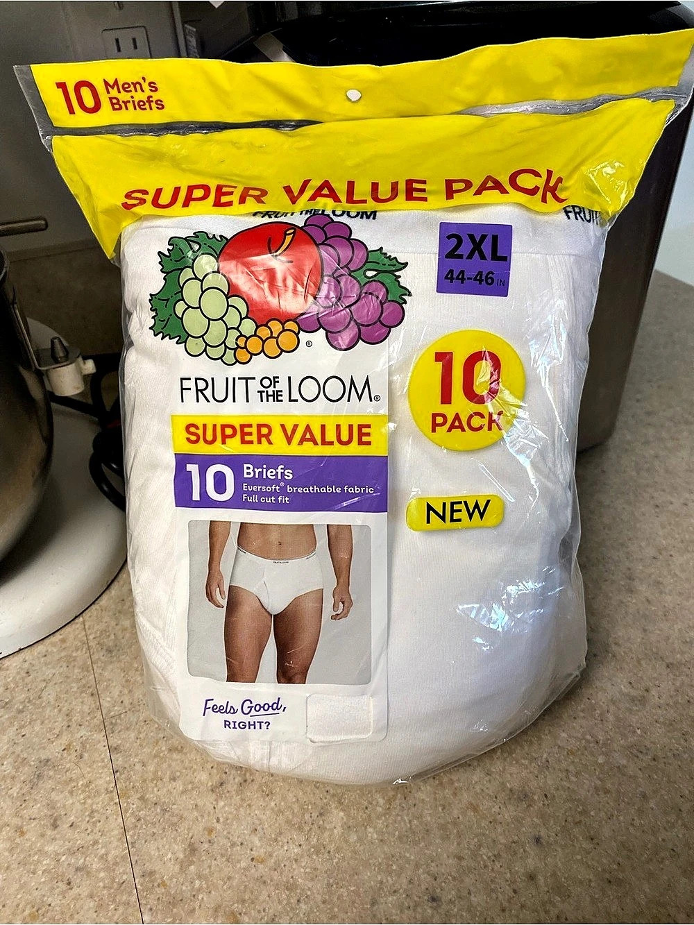 Fruit of the Loom Men's Eversoft Briefs 10-Pack White 2XL 10-Pack